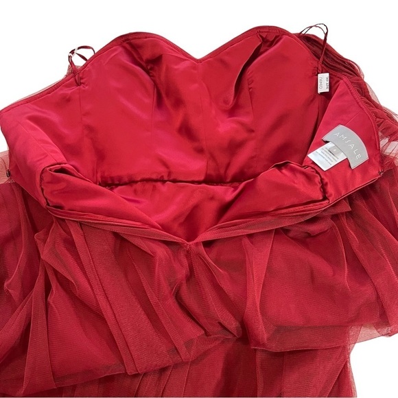 Amsale Red Crimson Maxi Tulle Overlay Formal Dress Crimson 6L Burgundy wedding - Picture 9 of 16